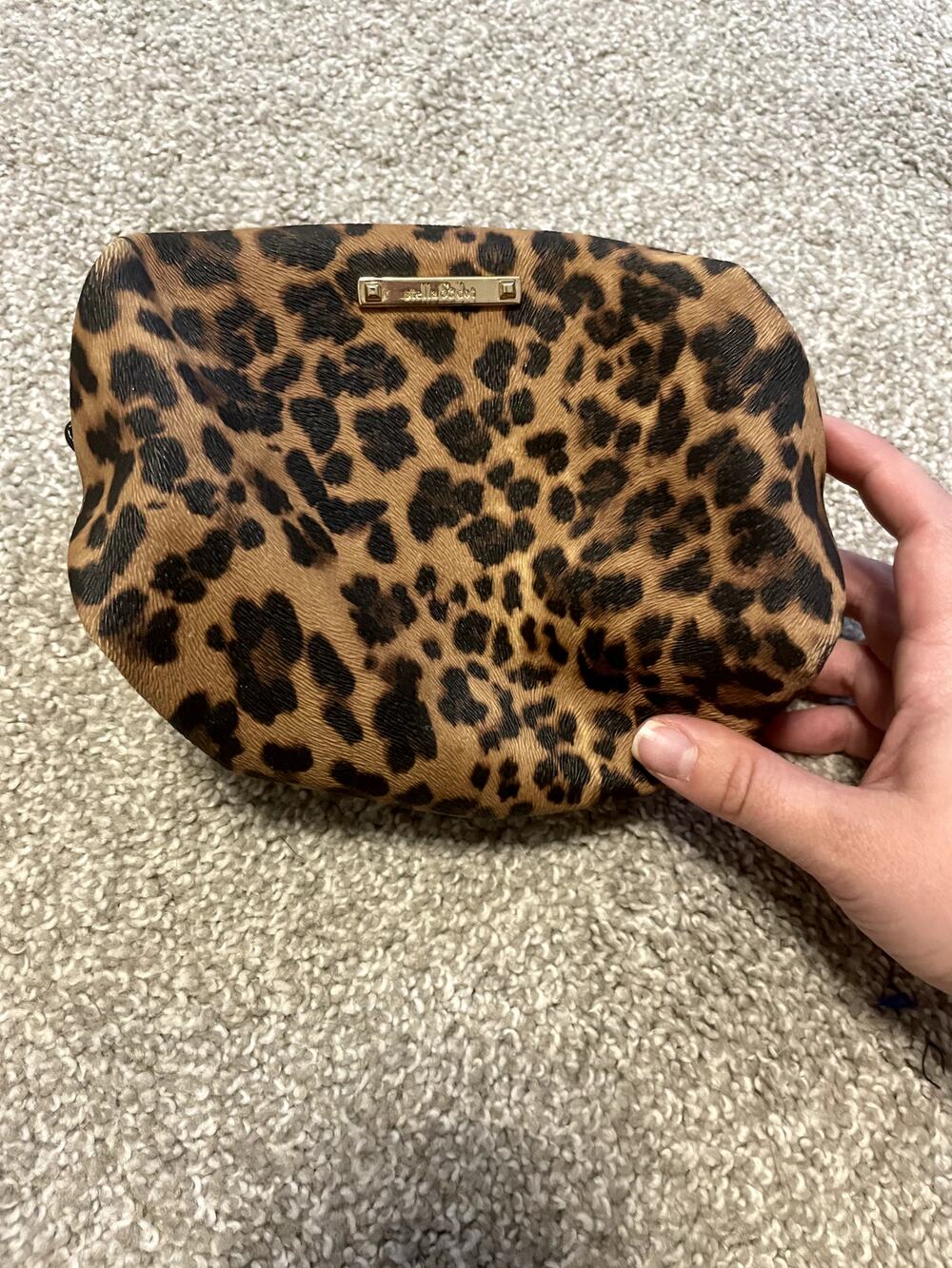 Stella and Dot Brown and Black Cheetah Print Toiletry/Jewelry Bag